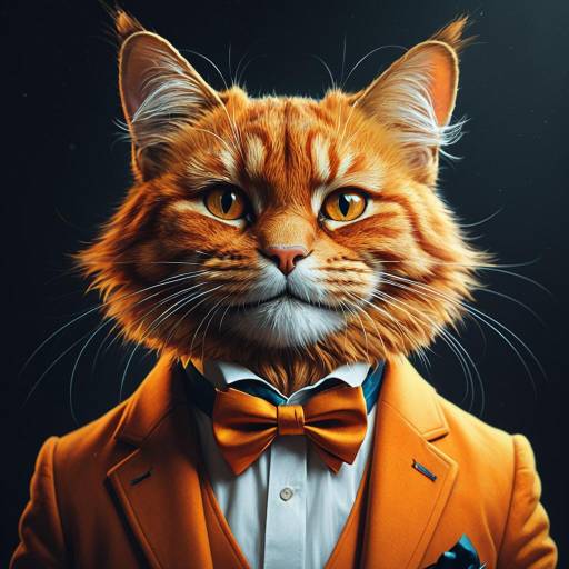 Dapper Anthropomorphic Orange Cat in Suit