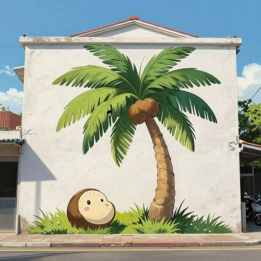 Ghibli-Style Cute Coconut Tree