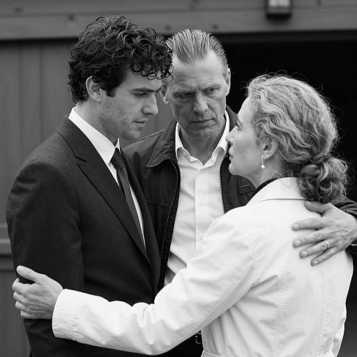 Intense B&W Portrait of Three Individuals
