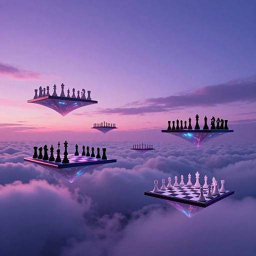 Ethereal Chessboards Above Cloudscape