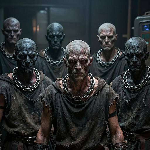 Mysterious Figures in a Gritty Setting