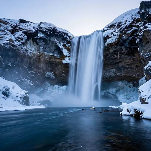 Serene Winter Landscape with Icy Cascades