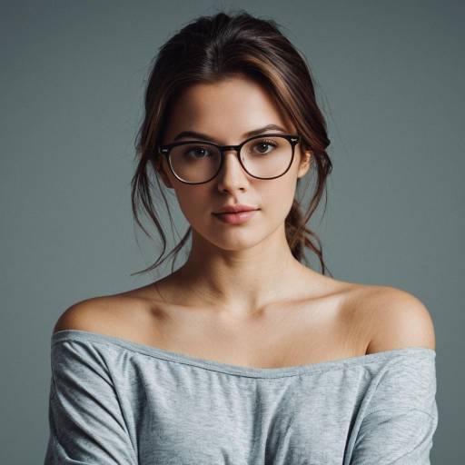 Young Woman Wearing Glasses with Bare Shoulders