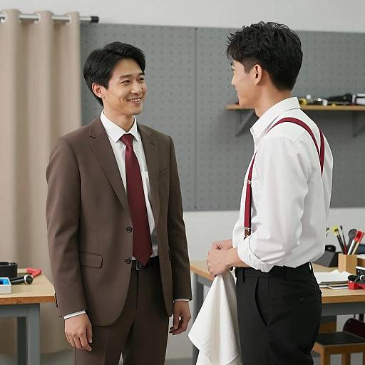 Smiling Men in a Workshop Setting