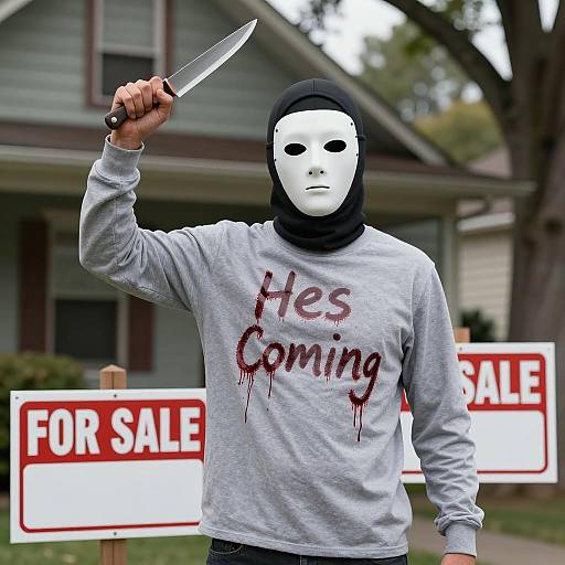 Mysterious Figure with Blood Message