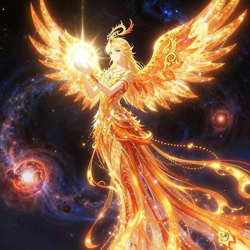 Celestial Phoenix Queen in Nebula