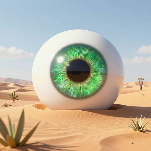 Surreal 3D Desert Eye Sculpture