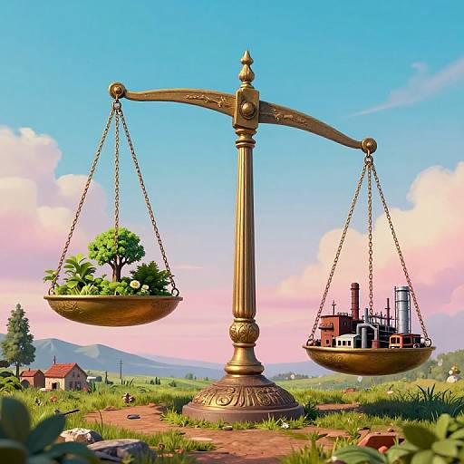 Surreal Balance of Nature and Industry