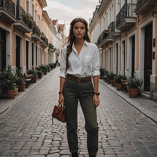 Stylish Woman Walking on European Street