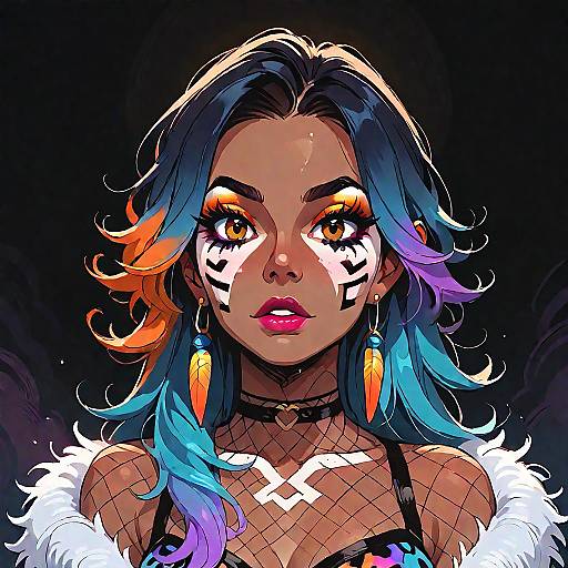 Neon Yamanba Glam: Voluminous Violet Hair