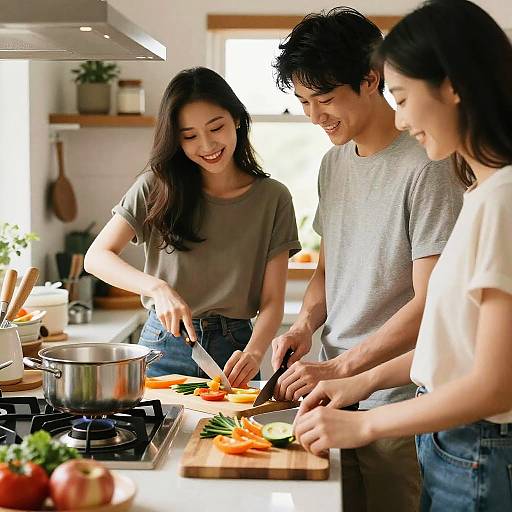 Joyful Cooking in Cozy Home Kitchen