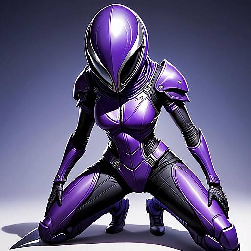Purple Hooded Alien Woman Portrait