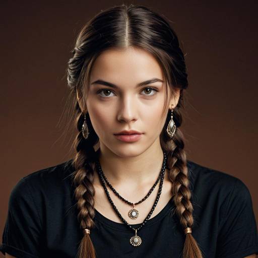 Woman with Twin Braids and Jewelry
