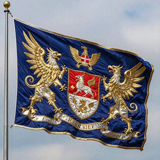 Medieval Royal Banner with Heraldic Animals