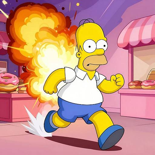 Homer Simpson Escapes Donut Explosion