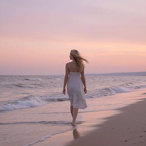 Blonde Woman on Sunset Beach