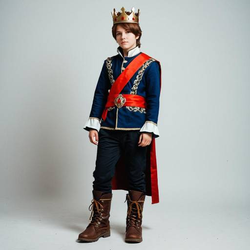Boy in Regal Prince Costume with Crown