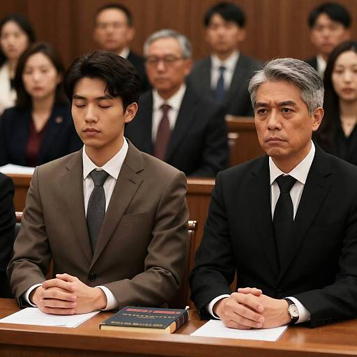 Courtroom Scene with Two Men in Suits