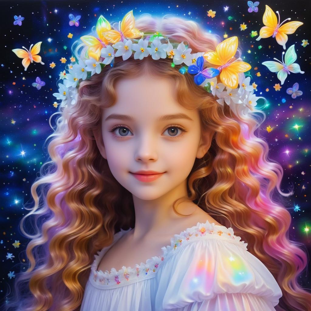 Dreamy Portrait of a Girl with Butterflies