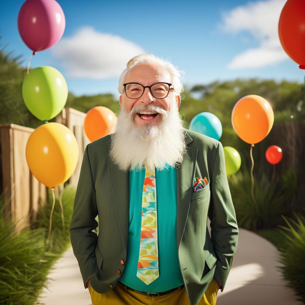 Whimsical Portrait of a Joyful Senior Man