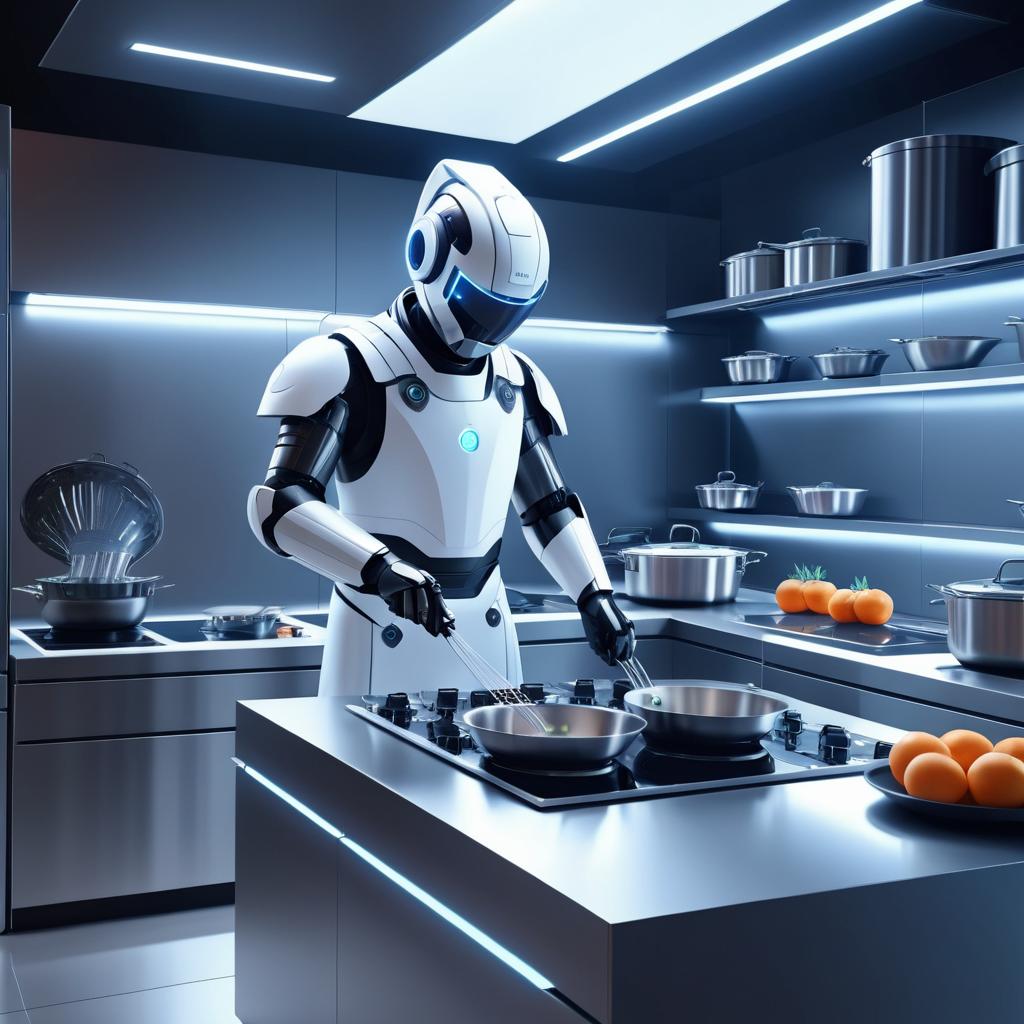 Futuristic Robot Chef in Action