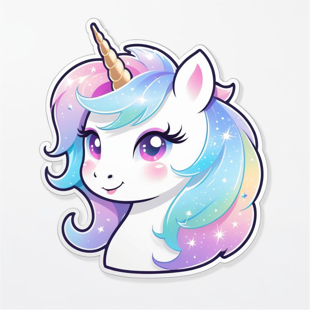 Charming Kawaii Unicorn Die-Cut Sticker