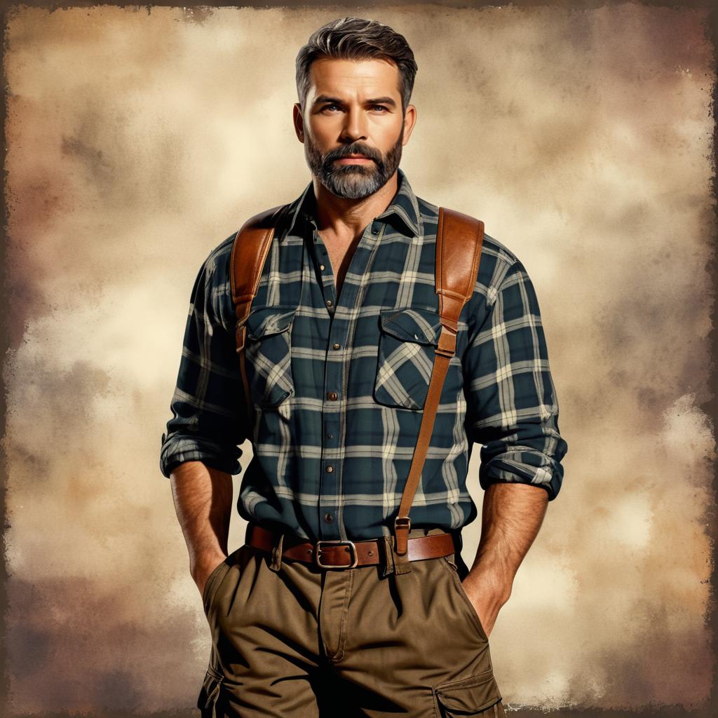 Vintage Portrait of a Rugged Outdoorsman