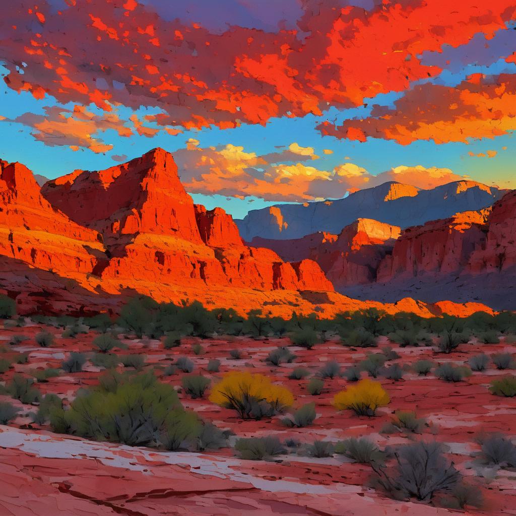 Vibrant Sunset Over Red Rock Canyon