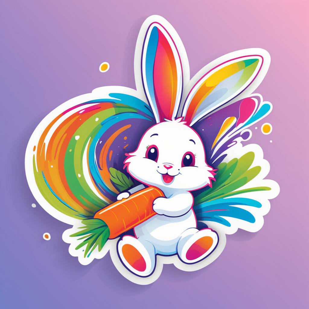 Playful Bunny Graphic with Carrot