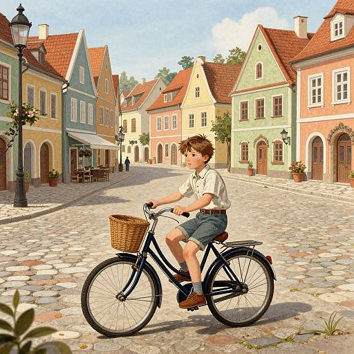 Young Boy on Vintage Bicycle