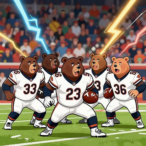 Cartoon Chicago Bears in Action