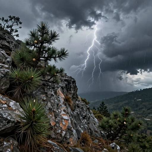 Pinos Resilientes en Ladera Rocosa