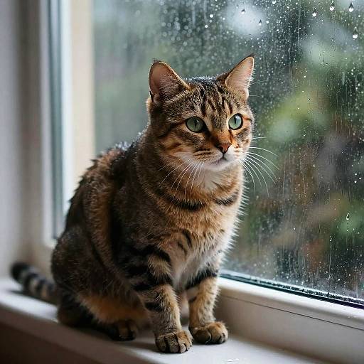 Rainy Day Cat on Windowsill