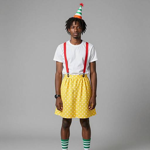 Young Black Man in Playful Retro Costume