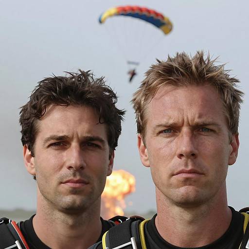 Dynamic Portrait of Two Men in Action