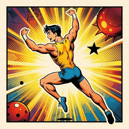 Joyful Circus Acrobat Comic Illustration