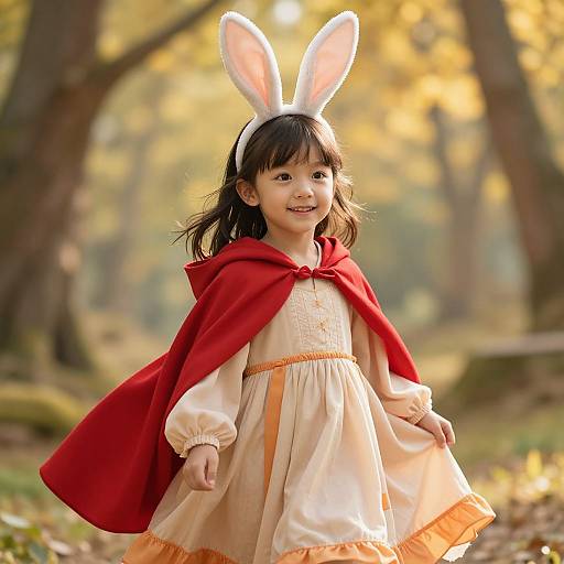 Whimsical Girl in Enchanted Forest