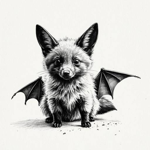 Whimsical Bat with Fox Tail Sketch