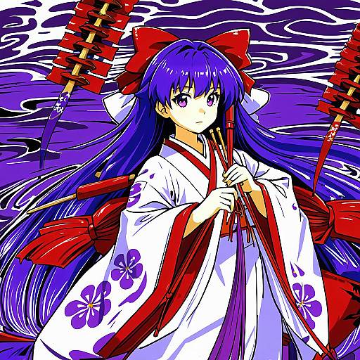 Illustration of Hakurei reimu (pc-98), touhou in the style of Cis (carcharias)