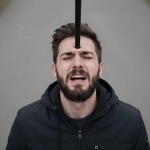 Painful Moment Captured: Bearded Man