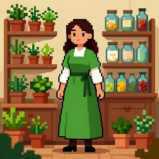 Pixel Art Female Herbalist Scene