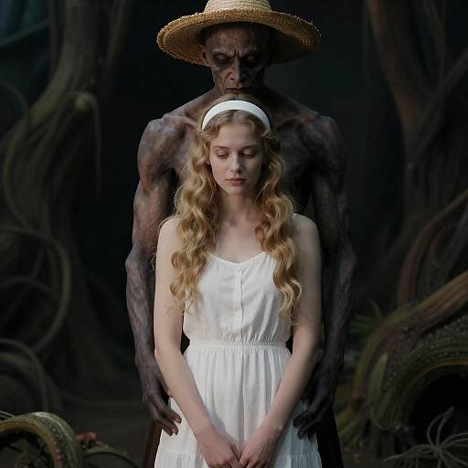 Eerie Contrast: A Woman and a Man