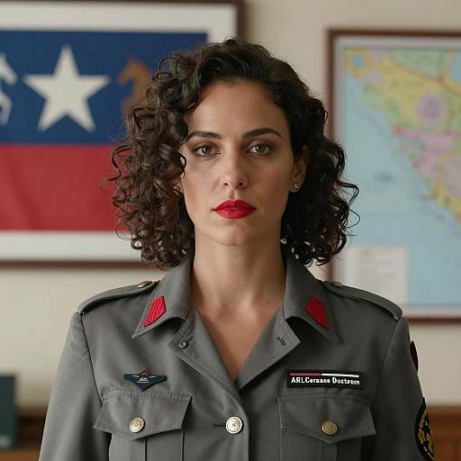 Serious Woman in Military Attire