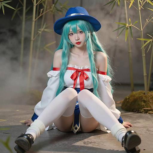 Mystical Woman in Bamboo Mist