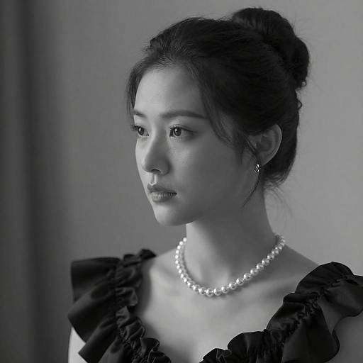 Elegant Black-and-White Portrait of Woman