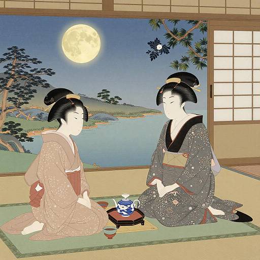Tawaraya Sōtatsu Rinpa Moonlit Tea Rituals