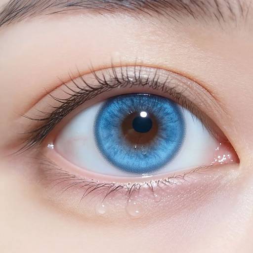 Vibrant Blue Eye with Tears