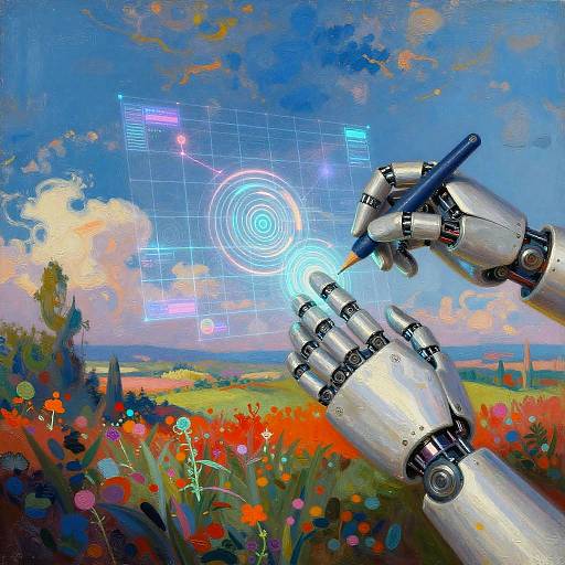 Futuristic AI Enhances Surreal Landscape