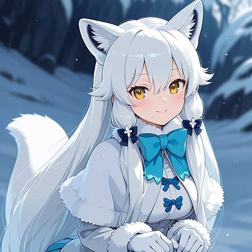 Illustration of Arctic fox (kemono friends), kemono friends in the style of Kokudou juunigou