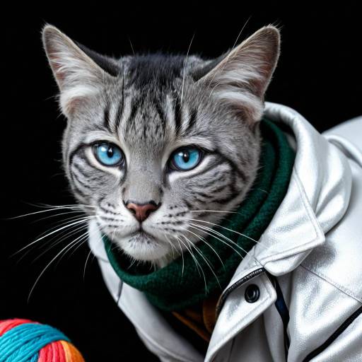 Sleek Russian Blue Kitty Balancing Yarn Sleek Russian Blue Kitty Balancing Yarn